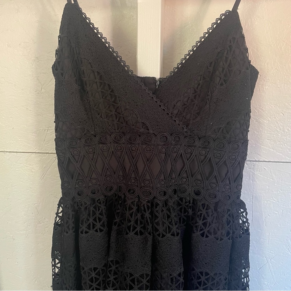 Black lace Guess A-line dress with fitted bodice